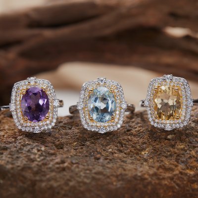 S925 Sterling Silver 18K Gold Natural Gemstone Sophisticated Ring for The Index Finger S925 Sterling Silver 18K Gold Natural Gemstone Sophisticated Ring for The Index Finger